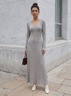 Ribbed Fitted Long Sleeve Maxi Dress