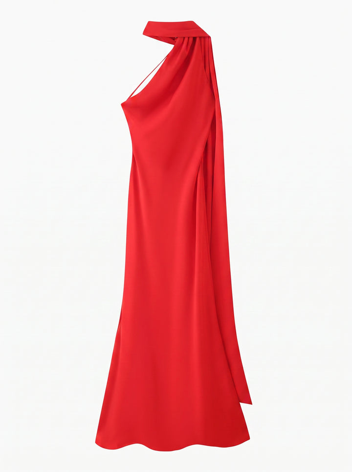 Satin Halter Neck Midi Dress