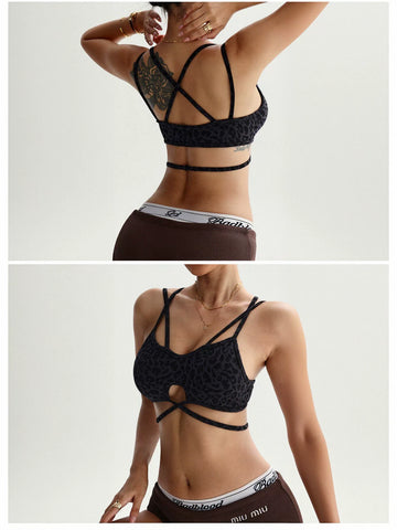 Leopard Print Crisscross Yoga Tank Top
