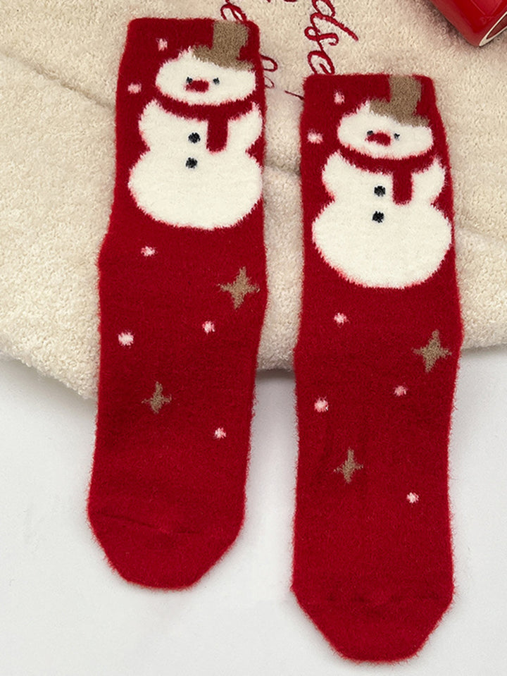 Cozy Fuzzy Santa Christmas Socks