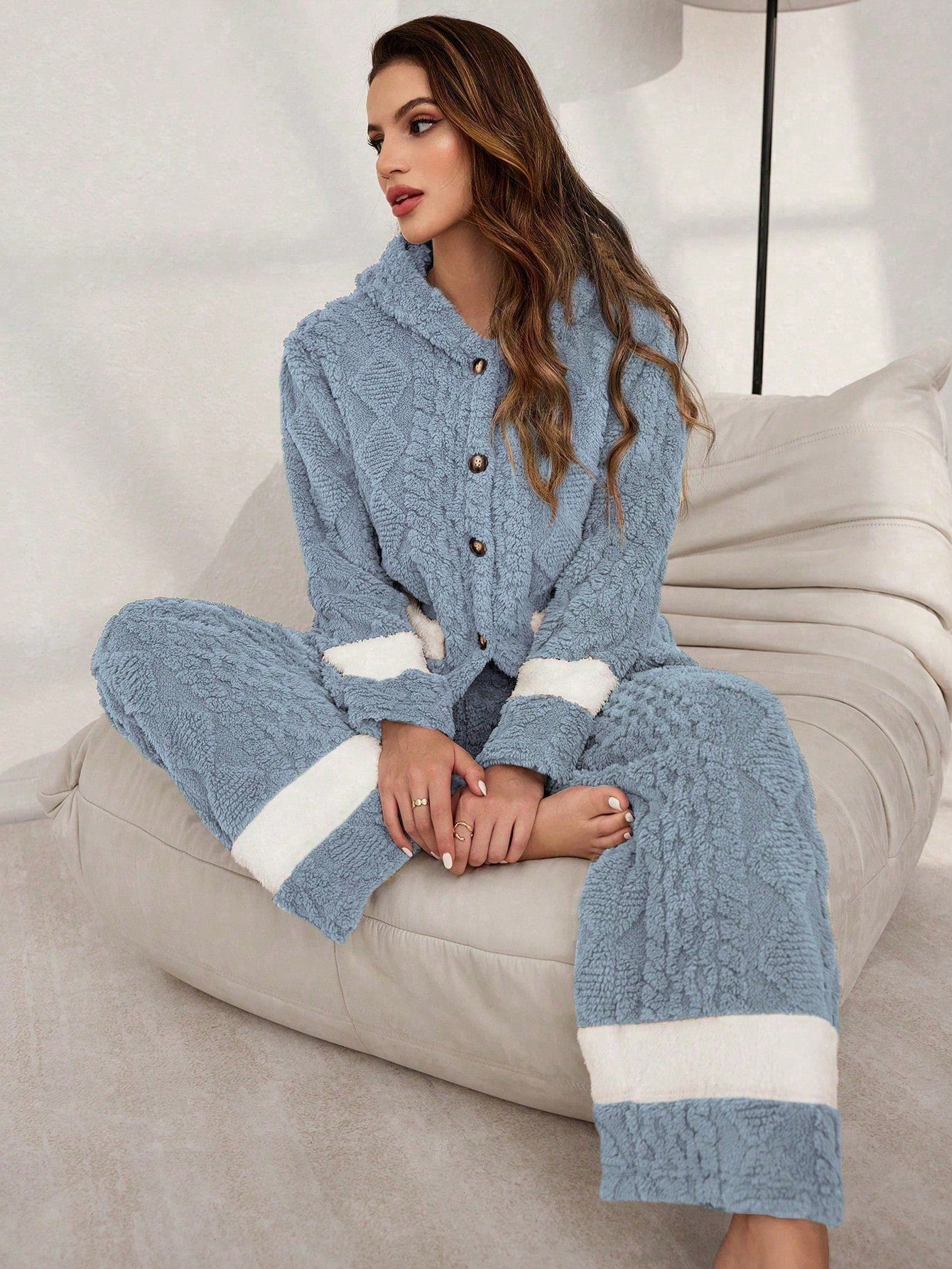 Cozy Plush Hooded Loungewear Pajama Set