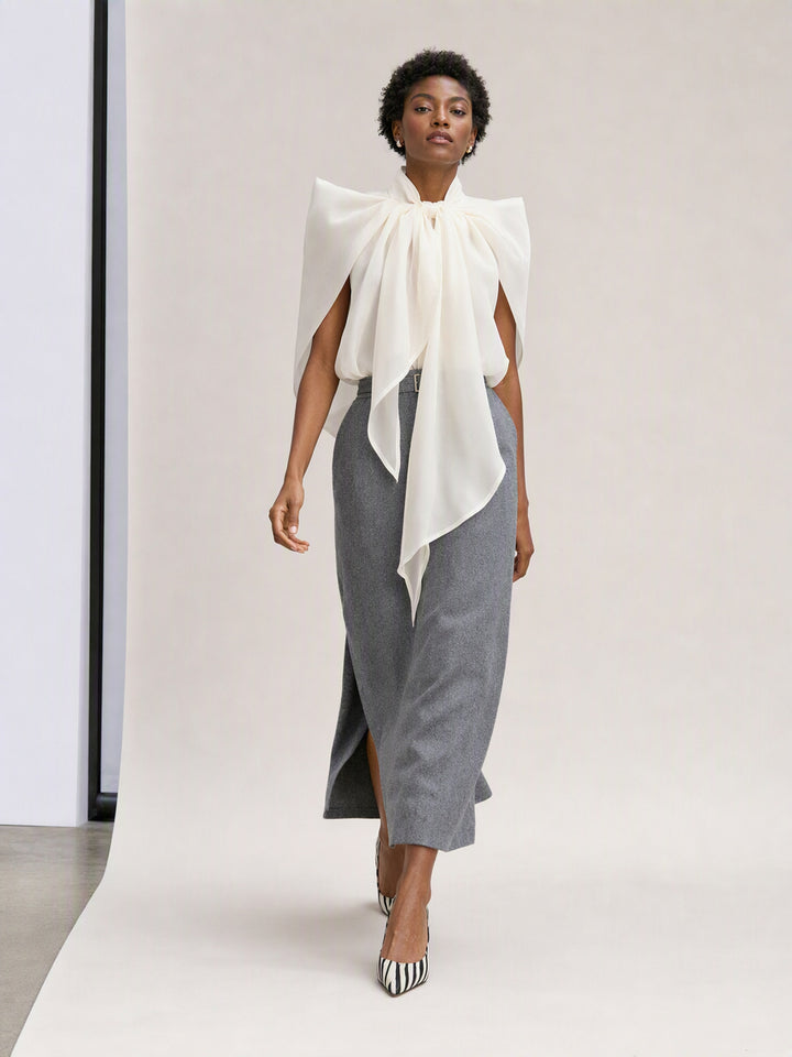 Elegant Bow Tie Chiffon Blouse
