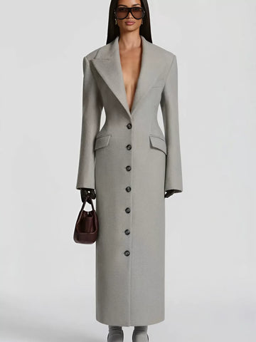 Tailored Slim Fit Long Wool Coat