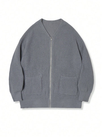 Oversized Chunky Knit Zip Cardigan