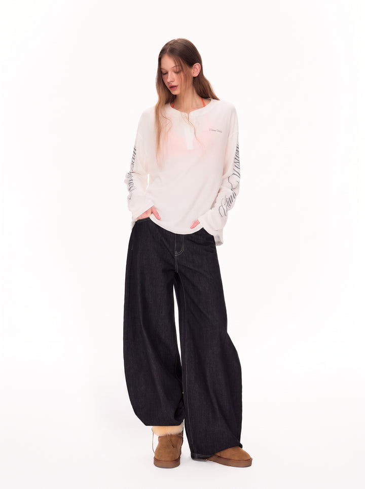 Embroidered Star Wide Leg Jeans
