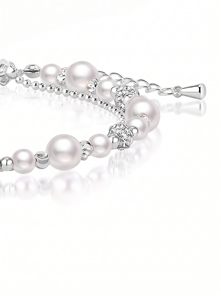 Elegant Layered Pearl Charm Bracelet