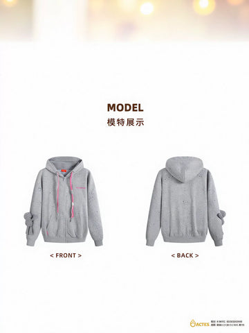Glittery Fleece Zip Up Hooded Jacket