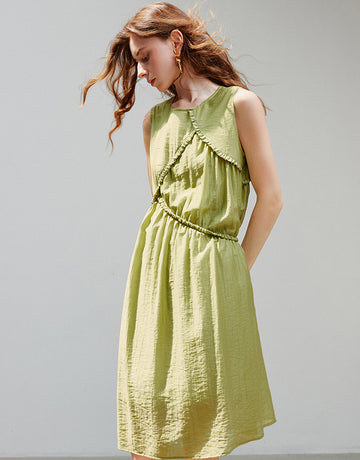 Ruffle Detail Light Beach Midi Dress
