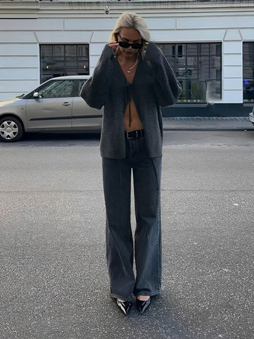 Cropped Tie Front Knit Cardigan