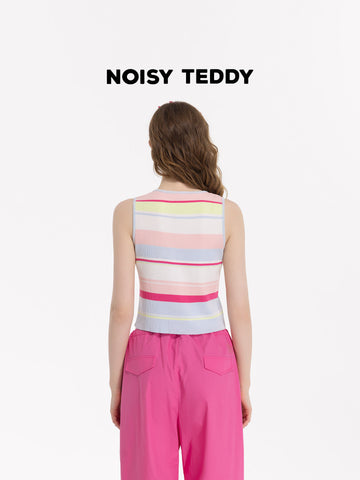 Cute Striped Button Up Knit Tank
