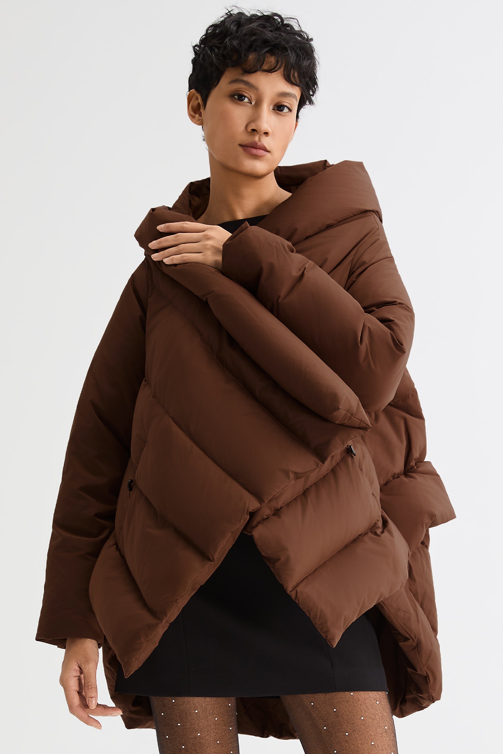 Oversized Quilted Wrap Puffer Jacket