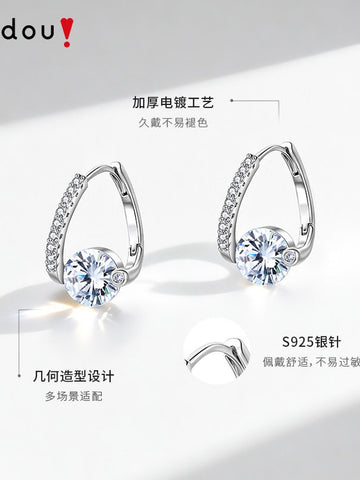 Elegant Sparkling Cubic Zirconia Hoop Earrings