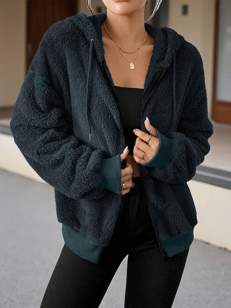 Cozy Fleece Zip Up Hoodie Jacket