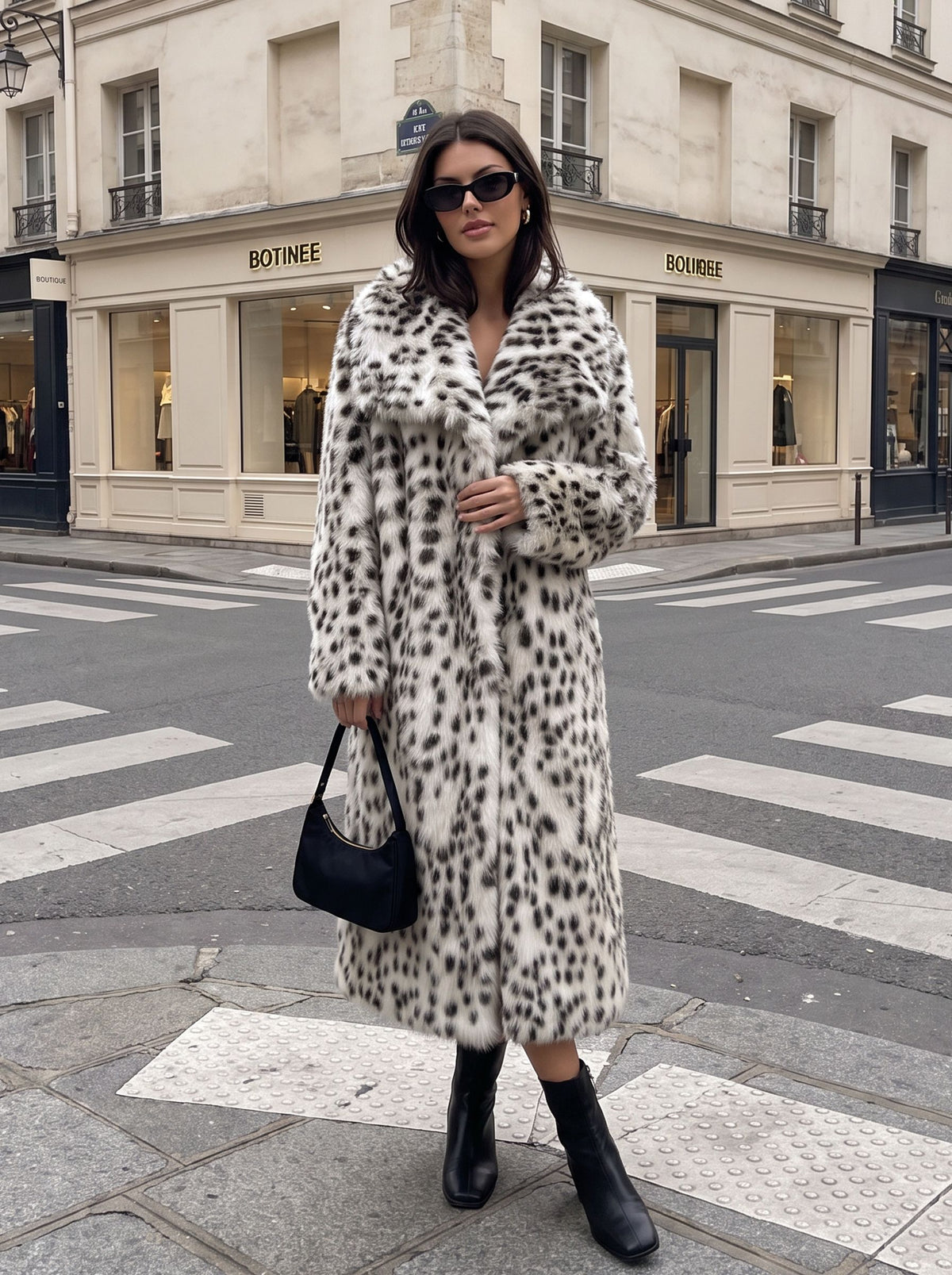 Luxurious Leopard Print Faux Fur Coat