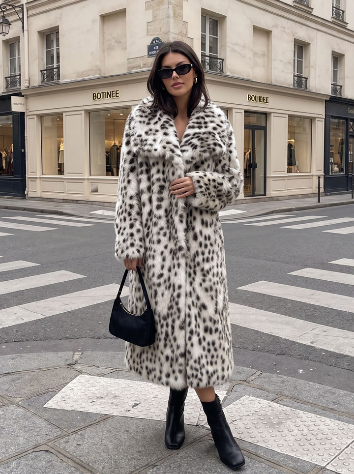 Luxurious Leopard Print Faux Fur Coat