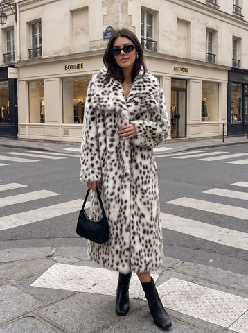 Luxurious Leopard Print Faux Fur Coat