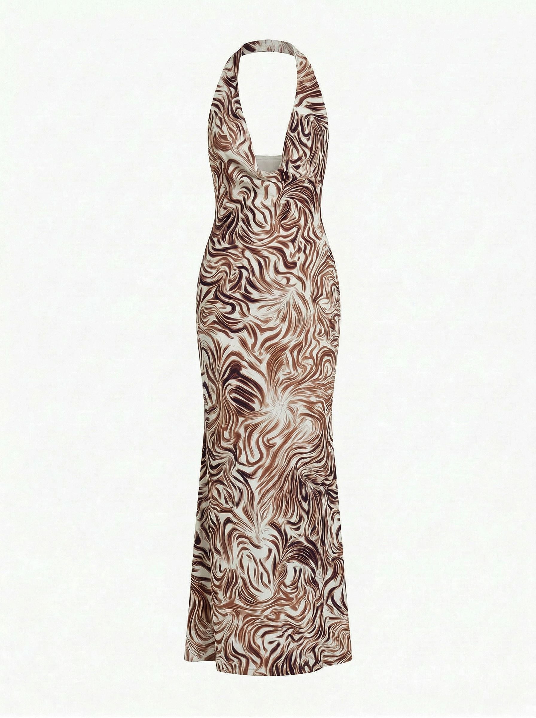 LILA Floral Print Cowl Neck Bodycon Midi Dress