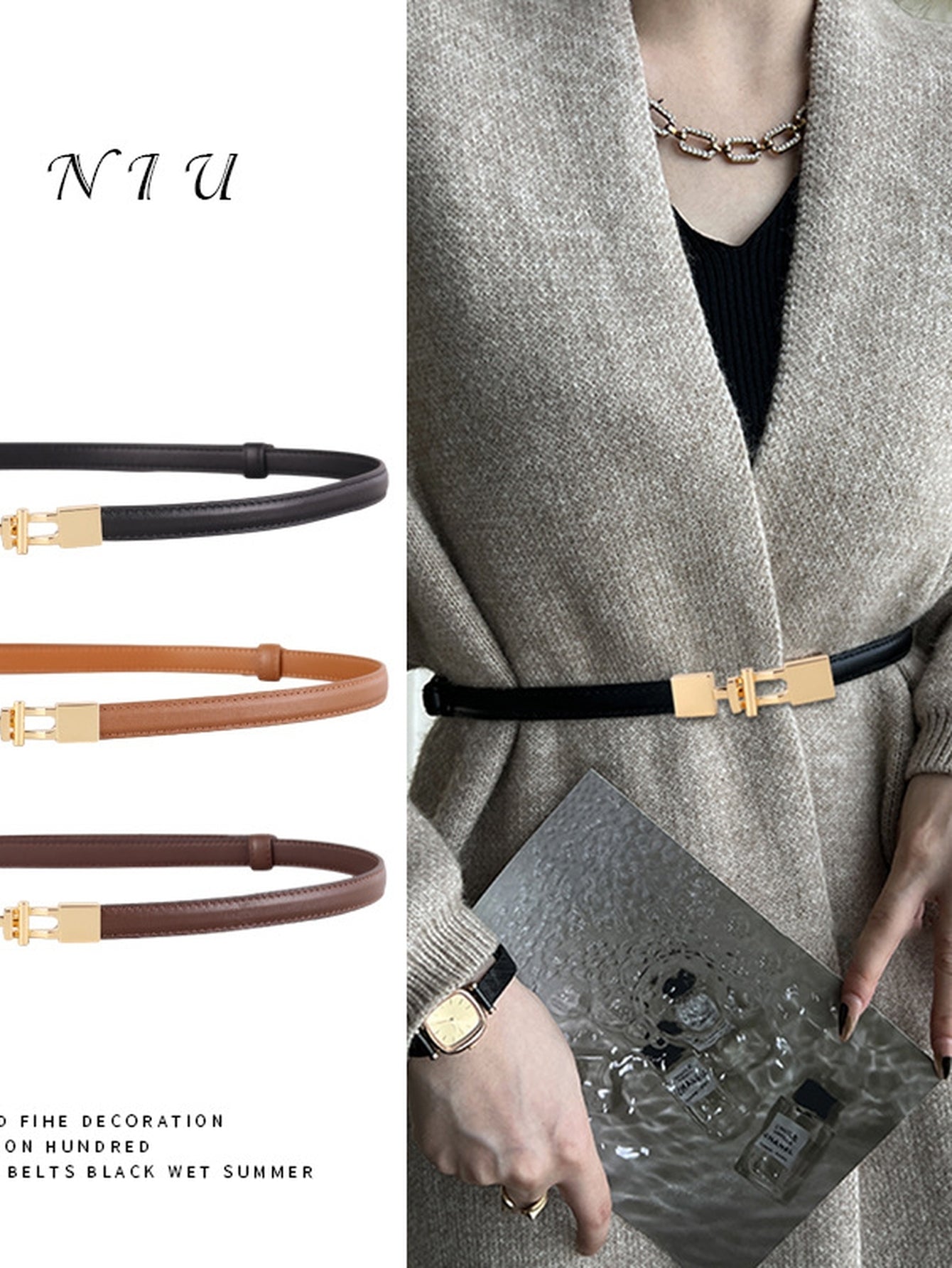 Minimalist Slim Leather Waist Belt