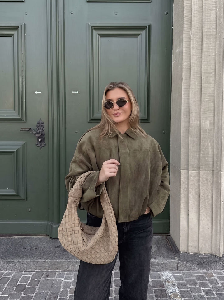 Oversized Suede Bubble Hem Jacket