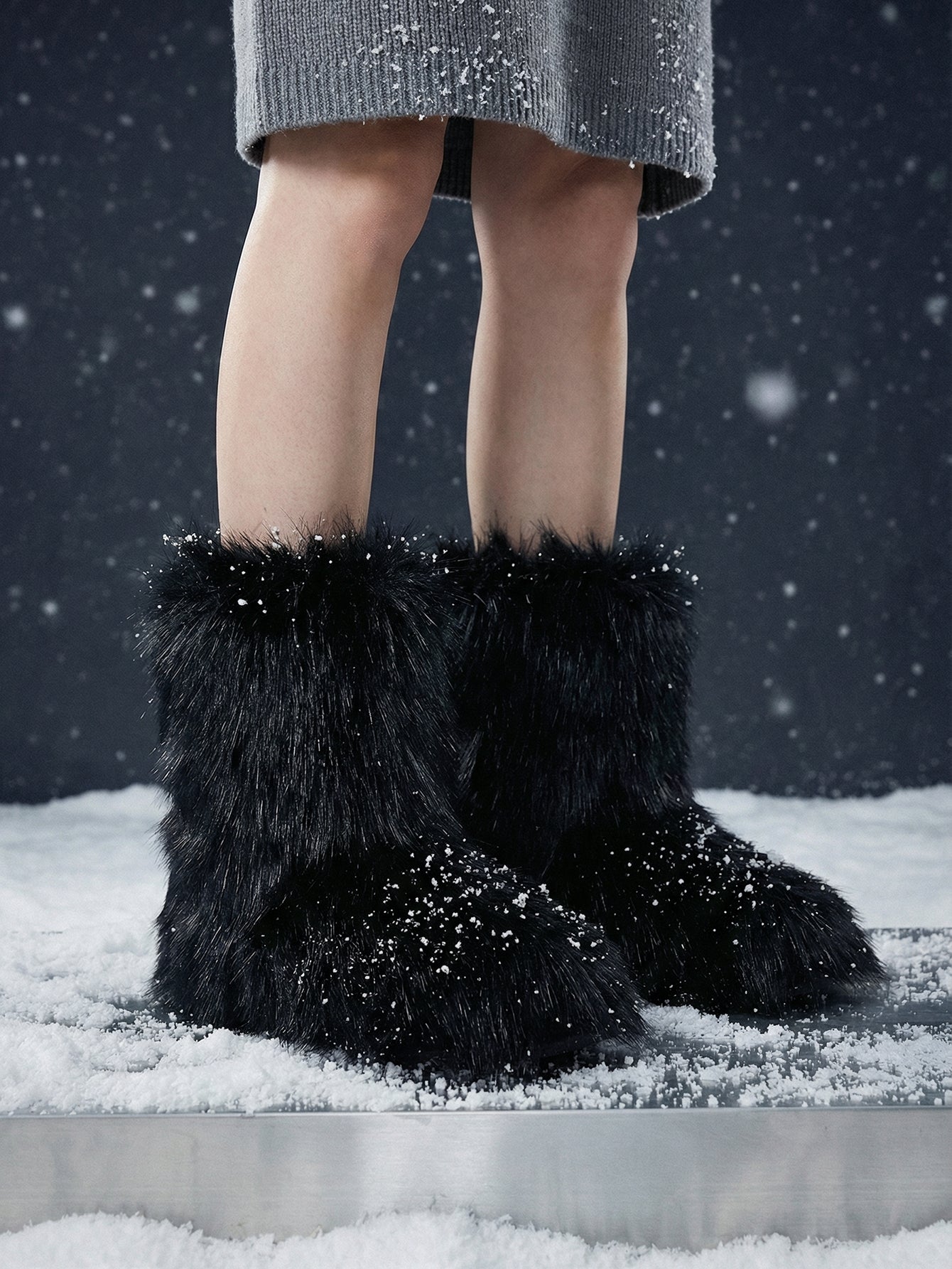 Plush Sheepskin Mid-Calf Slip-On Cozy Boots