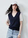 V Neck Button Up Knit Vest
