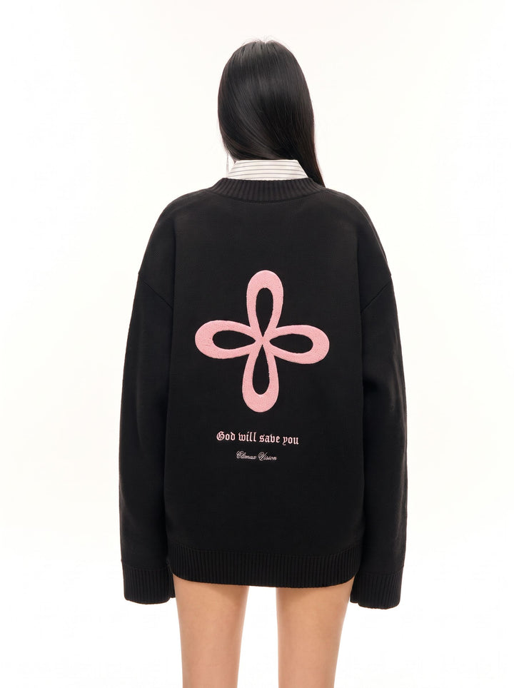 Oversized Graphic Unisex Knit Cardigan