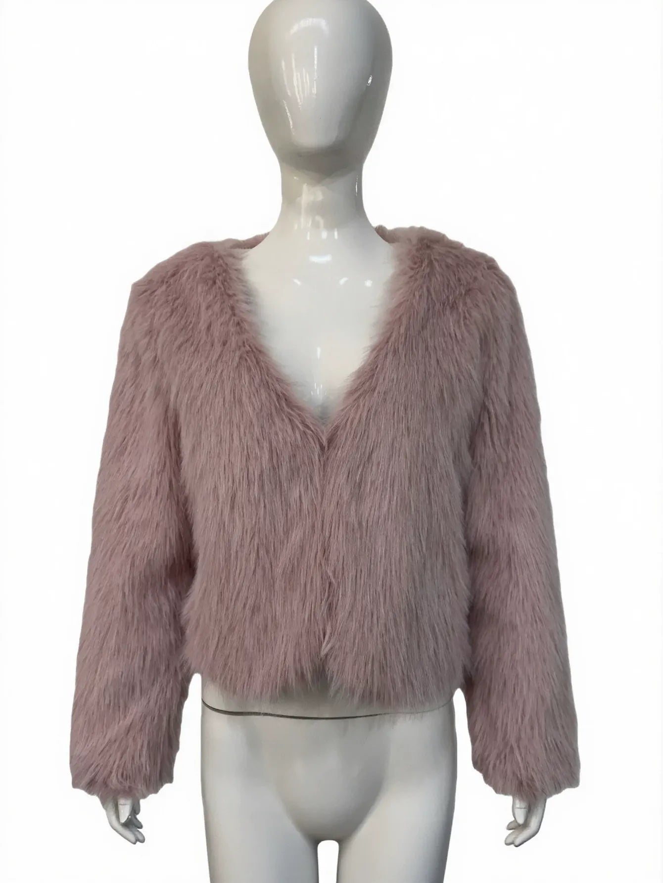 Cropped Plush Faux Fur Jacket