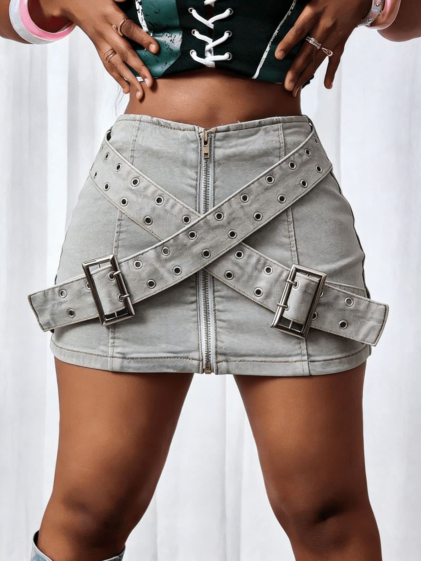 Stretch Denim Micro Mini Skirt
