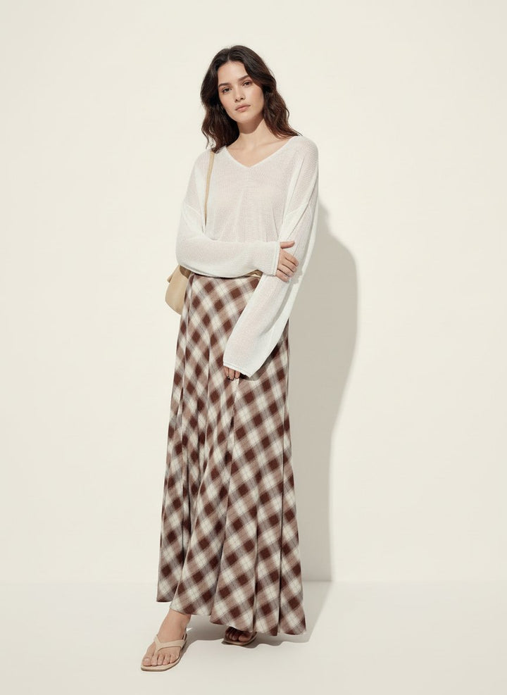 Checked Mermaid Maxi Skirt