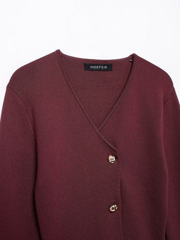 Elegant Asymmetric Button Knit Cardigan