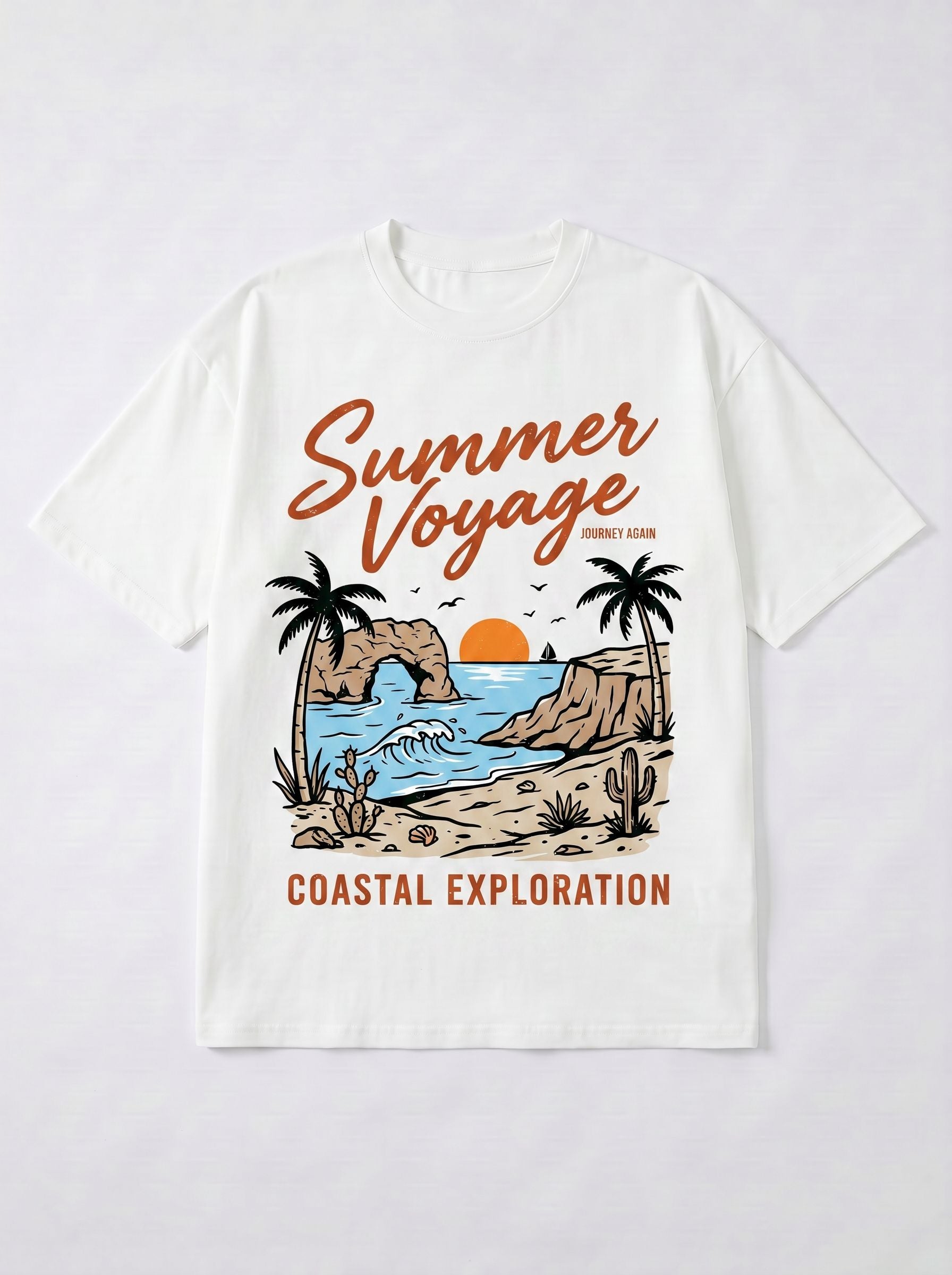 Vintage Coastal Graphic Summer T-Shirt