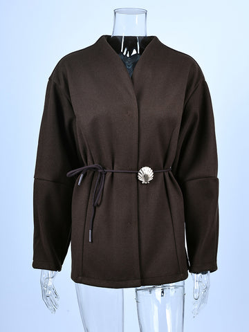 Oversized Wool Blend Wrap Coat