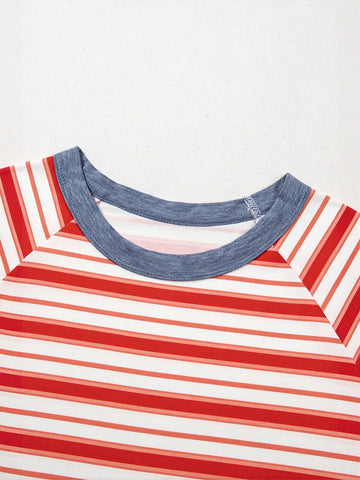 Relaxed Striped Raglan Sleeve T-Shirt