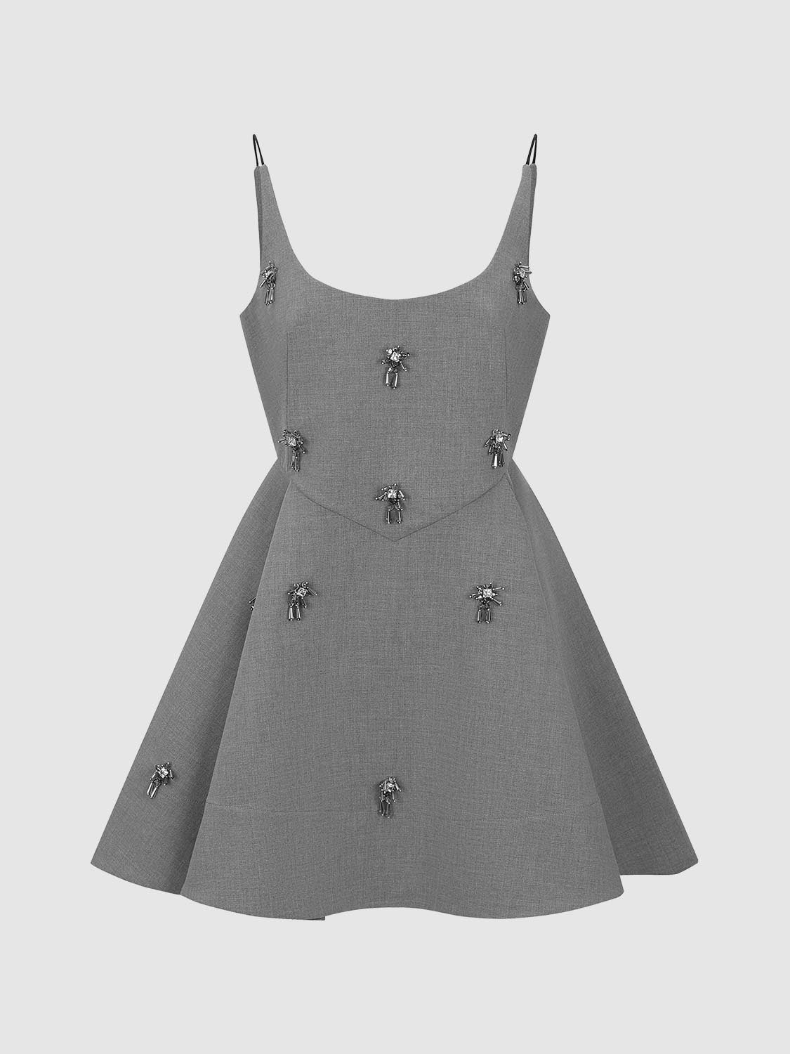 Urban Revivo Camisole A-Line Mini Dresses-Cool Grey