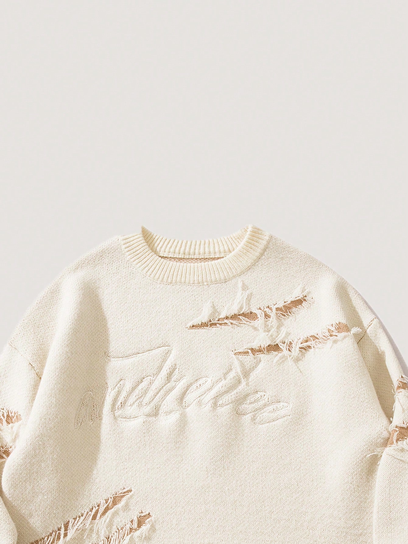 Distressed Oversized Graphic Knit Sweater