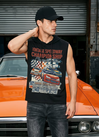 Vintage Graphic Hooded Muscle Tank
