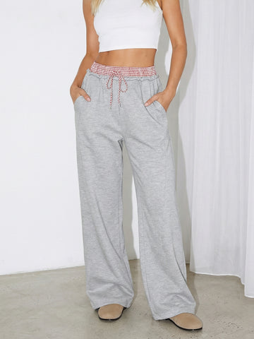 Wide-Leg Drawstring Pocket Casual Sweatpants
