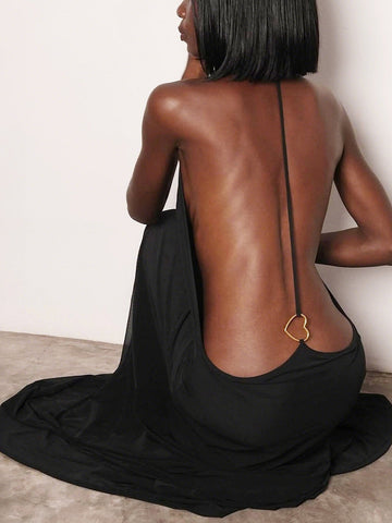 Backless Sheer Maxi Beach Dress