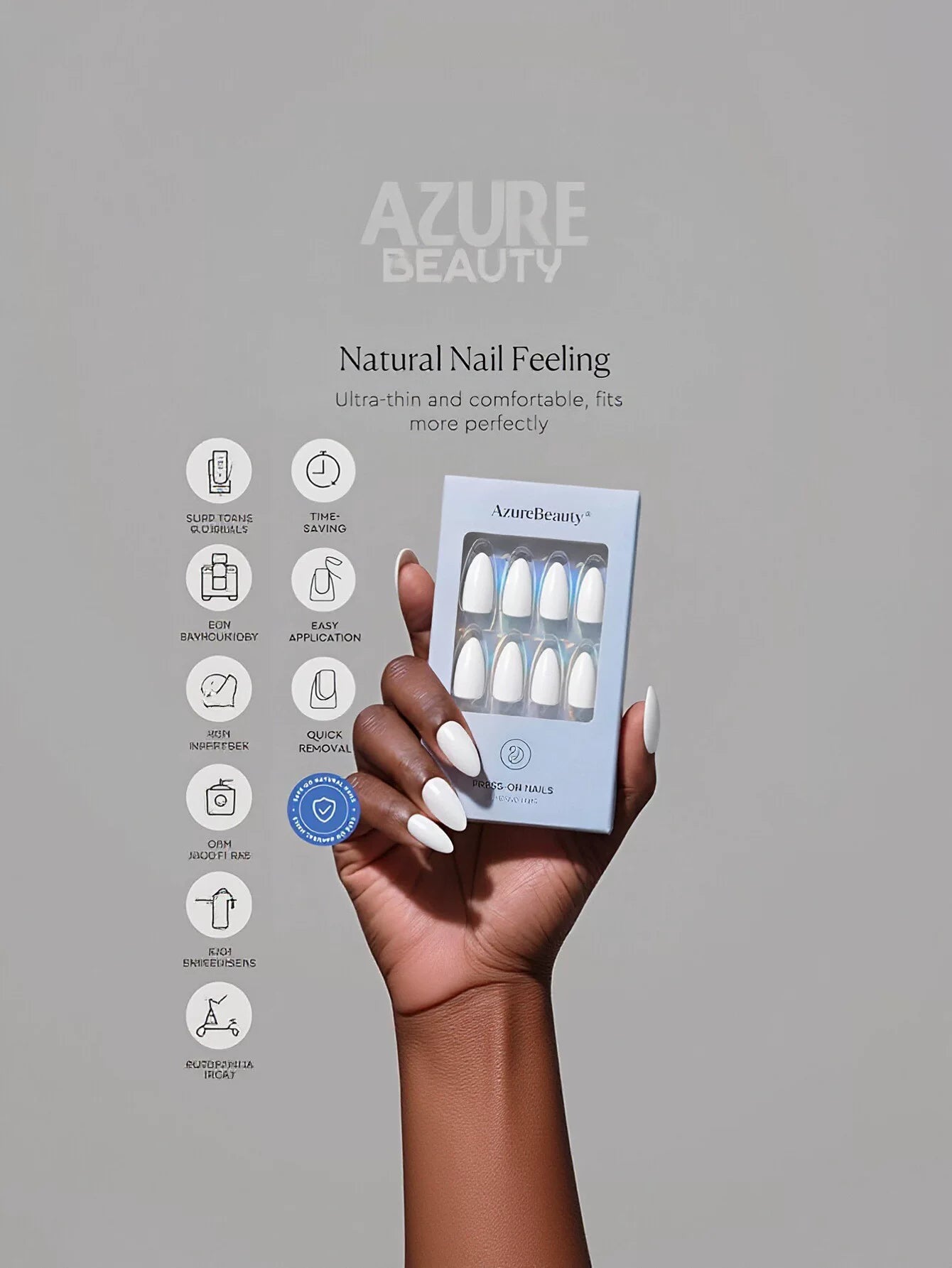 Glossy White Almond Press On Nails
