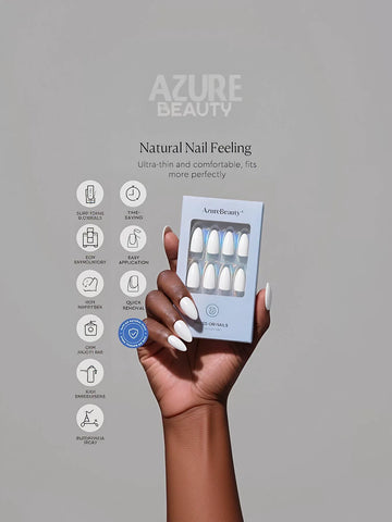 Glossy White Almond Press On Nails