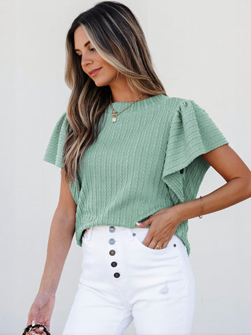 Relaxed Fit Flutter Sleeve Blouse