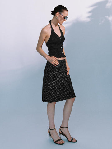 Urban Revivo Knitted Halter Neck Tops-Black