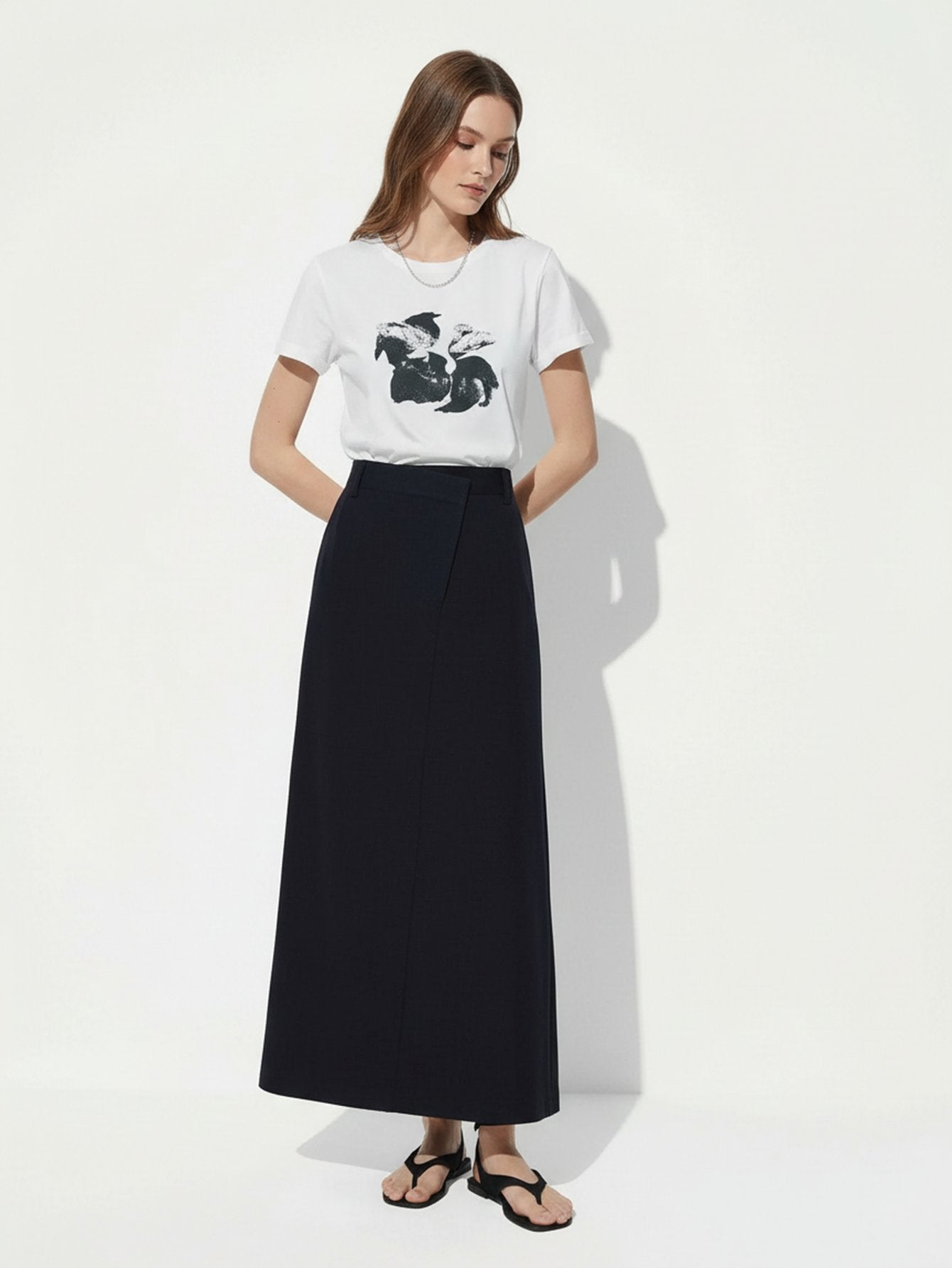 Back Slit A-Line Skirt