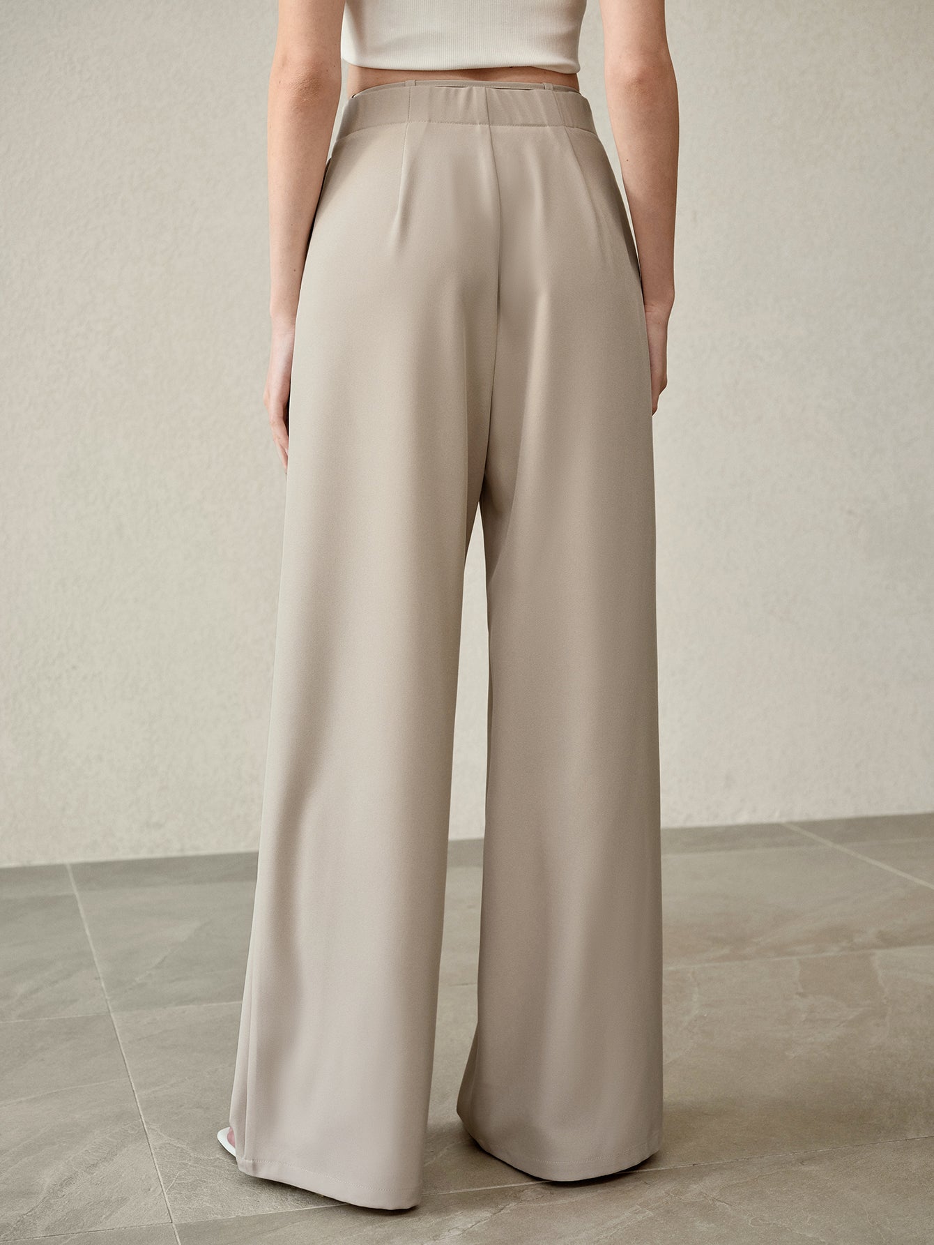 High Waisted Pleated Wide Leg Trousers
