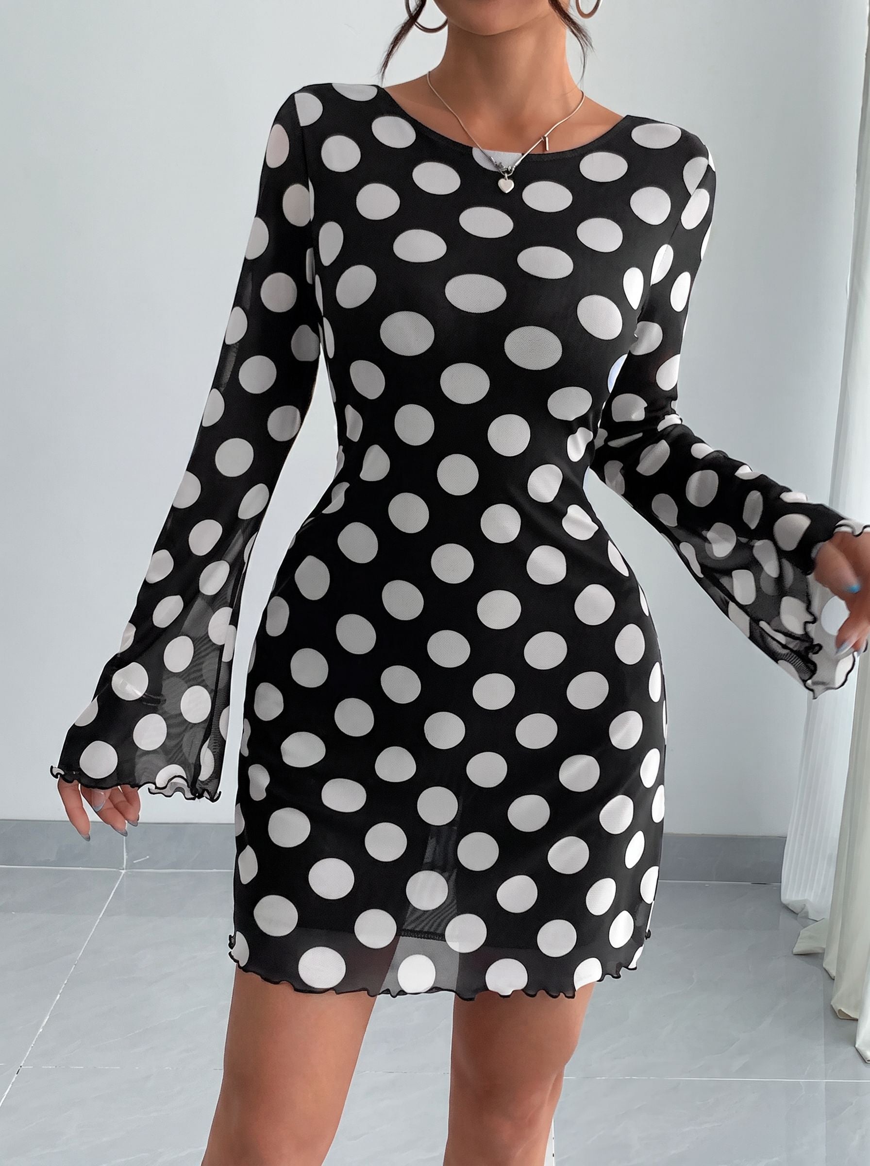 Backless Polka Dot Mini Dress