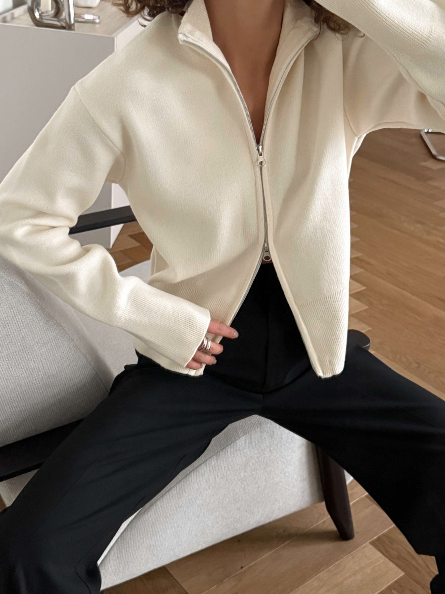 Red Slim Fit Zip Cardigan