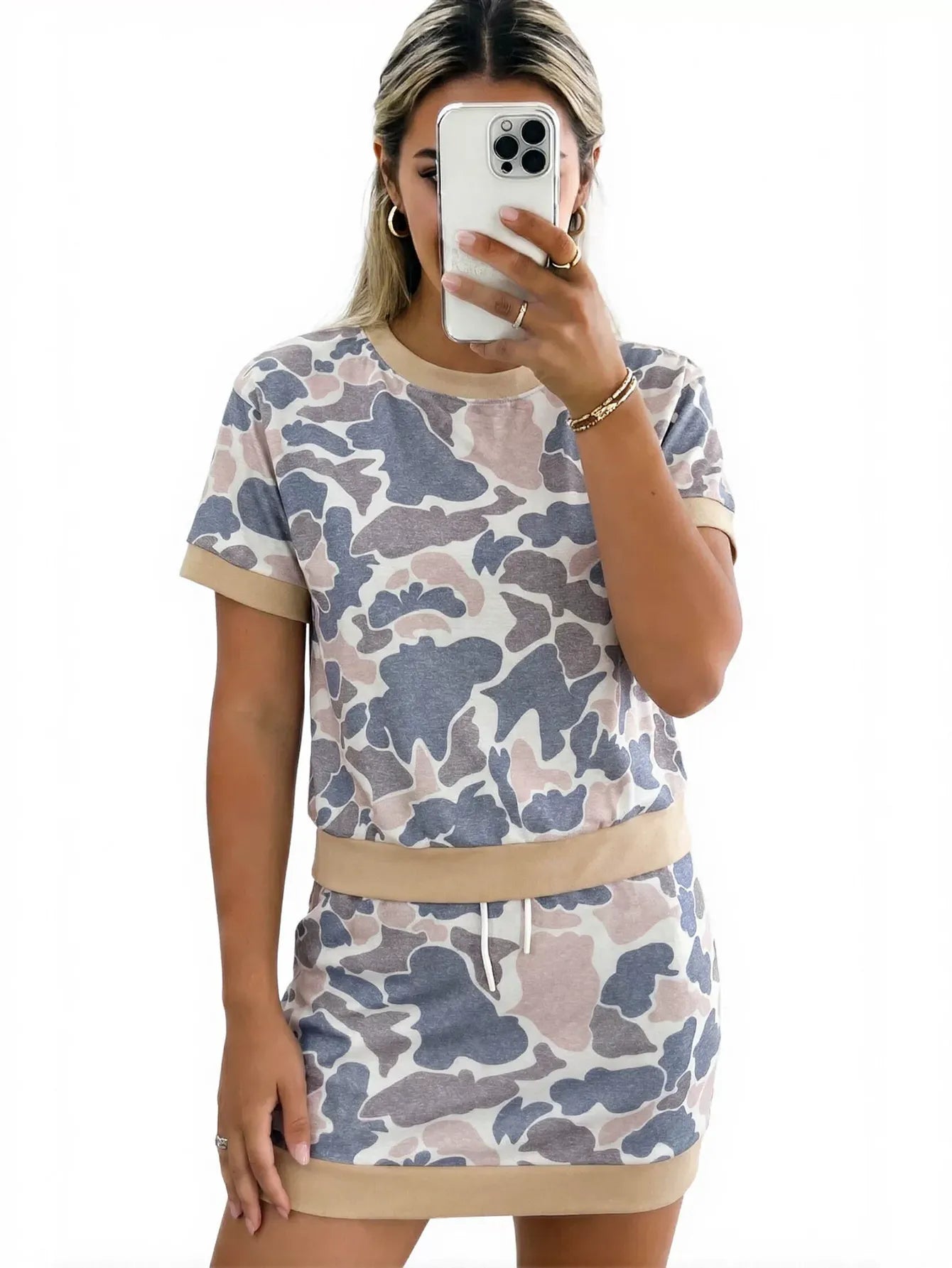 Comfy Camo Print Skirt Set