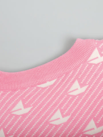 Oversized Pink Boat Print Sweater