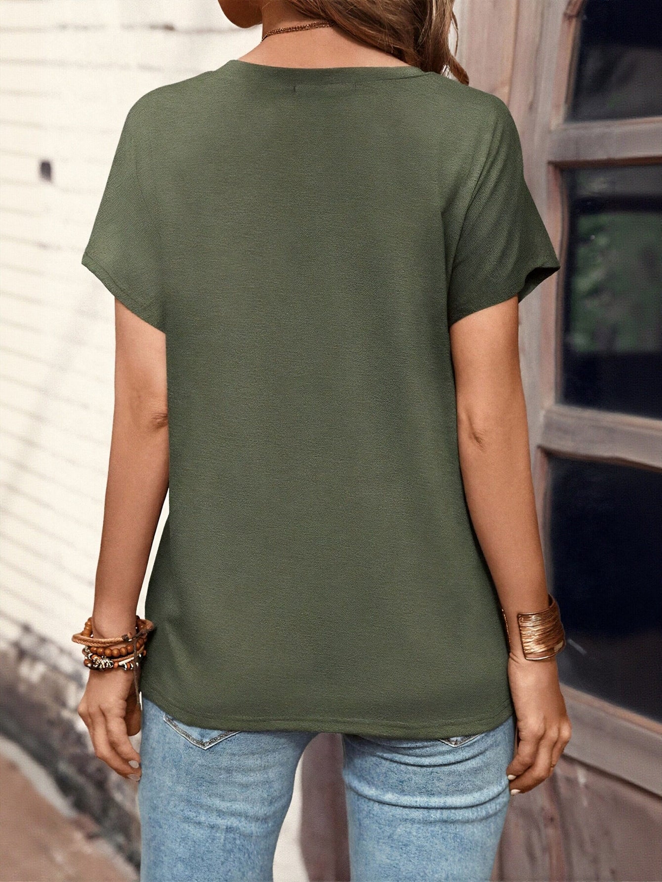 Striped Button Front Casual T Shirt