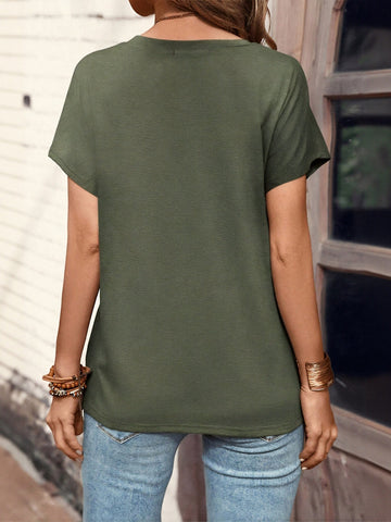 Striped Button Front Casual T Shirt